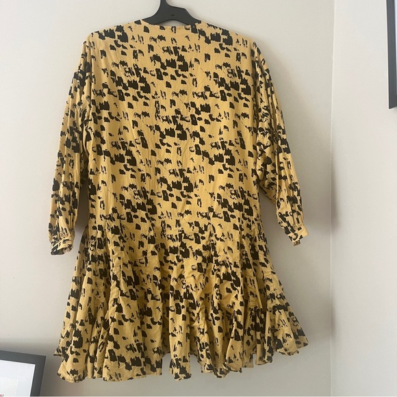 Anine Bing Painterly Leo Peyton Long Sleeve Yellow and Black Mini Dress XXS - Picture 10 of 16